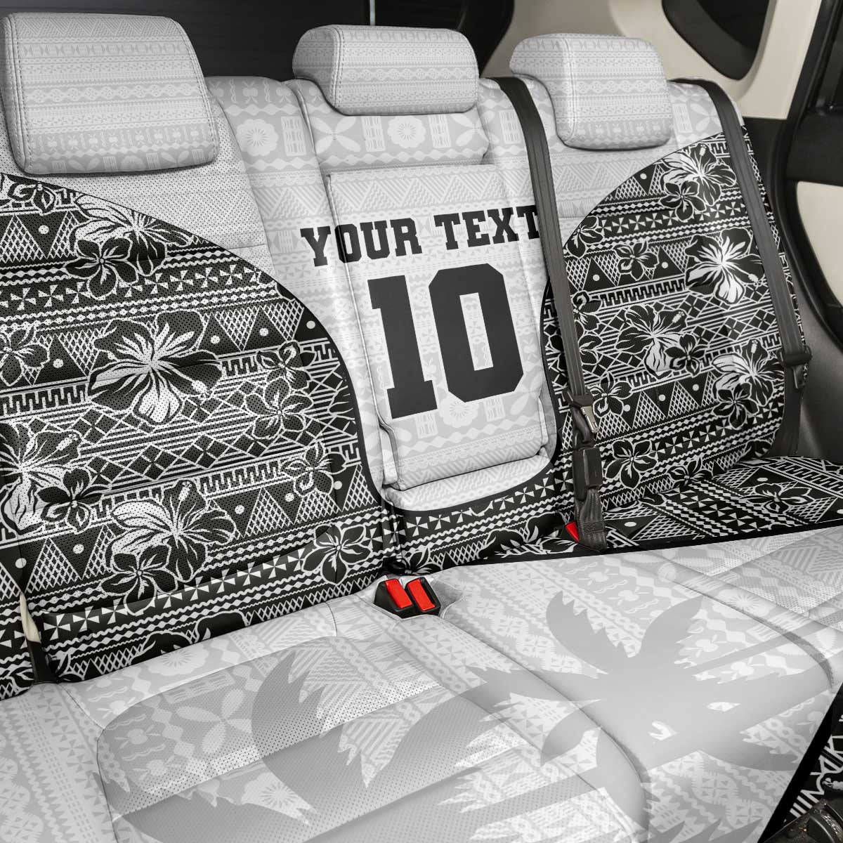 Custom Fiji Pacific Rugby 2024 Back Car Seat Cover Tapa Tribal and Fijian Masi Pattern LT03 - Polynesian Pride