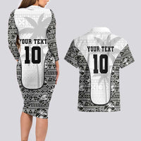 Custom Fiji Pacific Rugby 2024 Couples Matching Long Sleeve Bodycon Dress and Hawaiian Shirt Tapa Tribal and Fijian Masi Pattern LT03 - Polynesian Pride