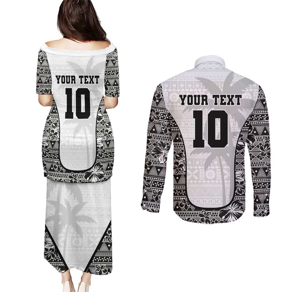 Custom Fiji Pacific Rugby 2024 Couples Matching Puletasi and Long Sleeve Button Shirt Tapa Tribal and Fijian Masi Pattern LT03 - Polynesian Pride