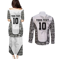 Custom Fiji Pacific Rugby 2024 Couples Matching Puletasi and Long Sleeve Button Shirt Tapa Tribal and Fijian Masi Pattern LT03 - Polynesian Pride