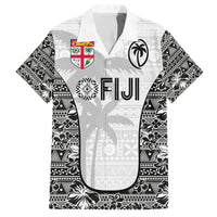 Custom Fiji Pacific Rugby 2024 Family Matching Off The Shoulder Long Sleeve Dress and Hawaiian Shirt Tapa Tribal and Fijian Masi Pattern LT03 Dad's Shirt - Short Sleeve White - Polynesian Pride