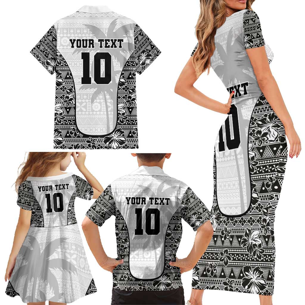 Custom Fiji Pacific Rugby 2024 Family Matching Short Sleeve Bodycon Dress and Hawaiian Shirt Tapa Tribal and Fijian Masi Pattern LT03 - Polynesian Pride