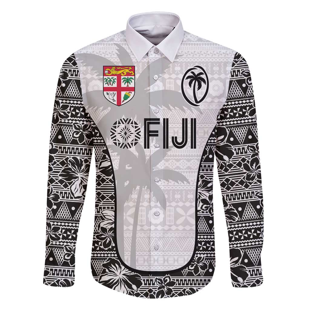 Custom Fiji Pacific Rugby 2024 Family Matching Summer Maxi Dress and Hawaiian Shirt Tapa Tribal and Fijian Masi Pattern LT03 Dad's Shirt - Long Sleeve White - Polynesian Pride