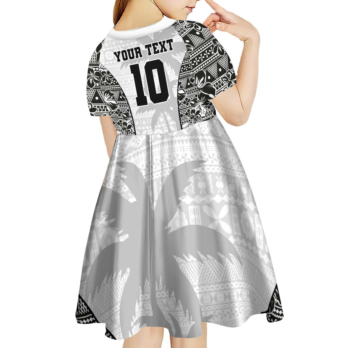 Custom Fiji Pacific Rugby 2024 Kid Short Sleeve Dress Tapa Tribal and Fijian Masi Pattern LT03 - Polynesian Pride