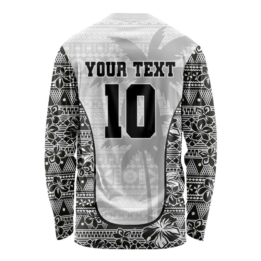 Custom Fiji Pacific Rugby 2024 Long Sleeve Shirt Tapa Tribal and Fijian Masi Pattern LT03 - Polynesian Pride