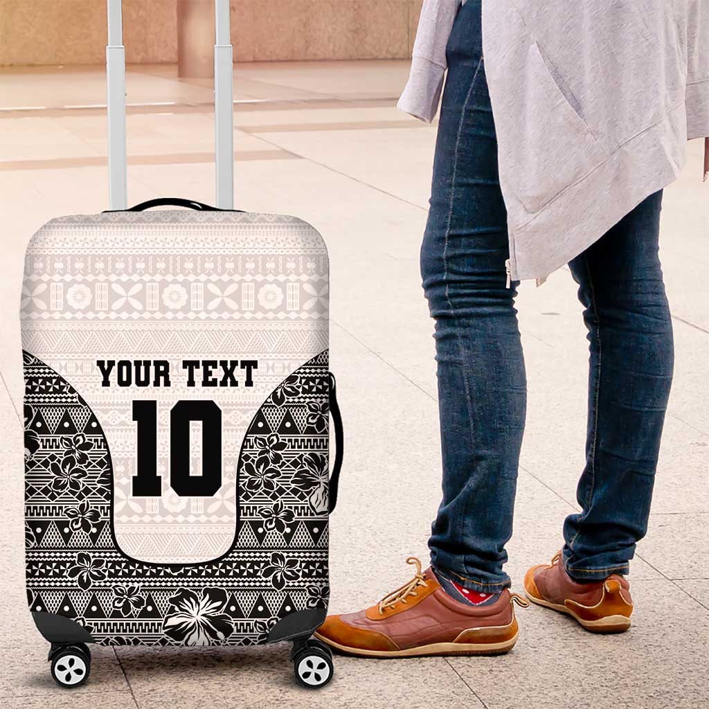 Custom Fiji Pacific Rugby 2024 Luggage Cover Tapa Tribal and Fijian Masi Pattern LT03 White - Polynesian Pride