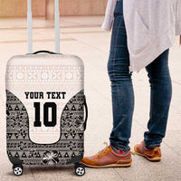 Custom Fiji Pacific Rugby 2024 Luggage Cover Tapa Tribal and Fijian Masi Pattern LT03 White - Polynesian Pride