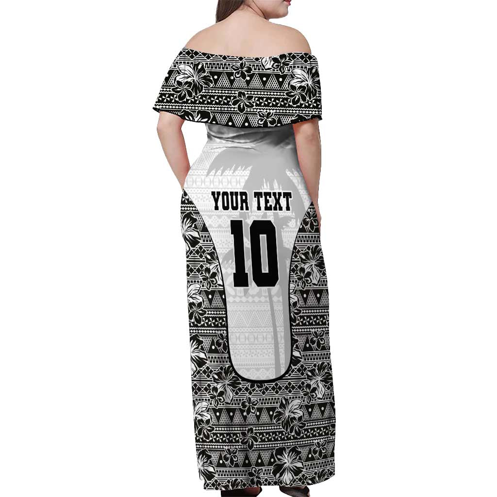 Custom Fiji Pacific Rugby 2024 Off Shoulder Maxi Dress Tapa Tribal and Fijian Masi Pattern LT03 - Polynesian Pride