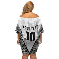 Custom Fiji Pacific Rugby 2024 Off Shoulder Short Dress Tapa Tribal and Fijian Masi Pattern LT03 - Polynesian Pride