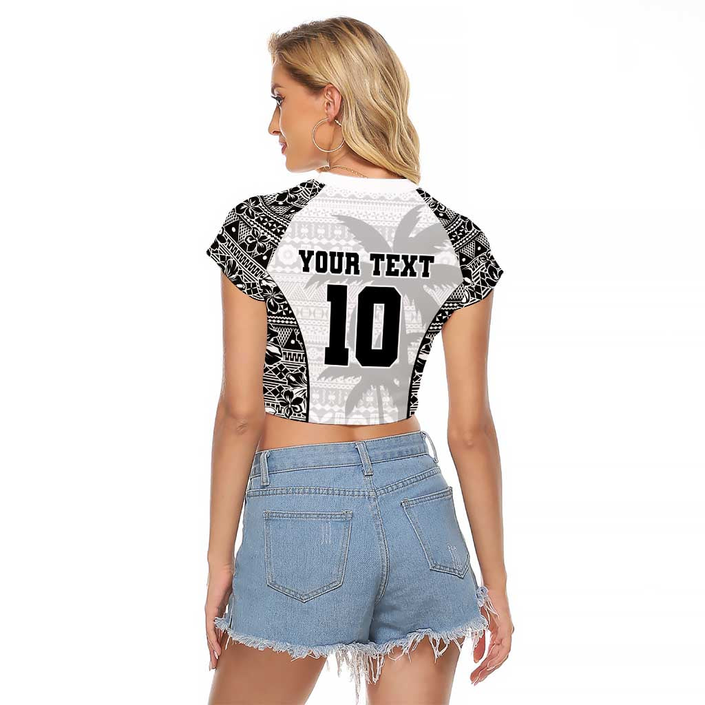 Custom Fiji Pacific Rugby 2024 Raglan Cropped T Shirt Tapa Tribal and Fijian Masi Pattern LT03 - Polynesian Pride