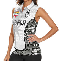 Custom Fiji Pacific Rugby 2024 Women Sleeveless Polo Shirt Tapa Tribal and Fijian Masi Pattern LT03 - Polynesian Pride