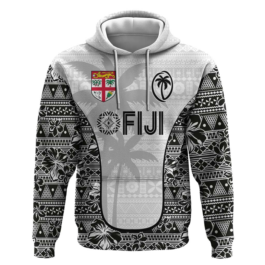 Custom Fiji Pacific Rugby 2024 Zip Hoodie Tapa Tribal and Fijian Masi Pattern LT03 Pullover Hoodie White - Polynesian Pride