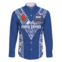 Custom Samoa Pacific Rugby 2024 Family Matching Long Sleeve Bodycon Dress and Hawaiian Shirt Polynesian Pacific Tribal Pattern LT03 Dad's Shirt - Long Sleeve Blue - Polynesian Pride