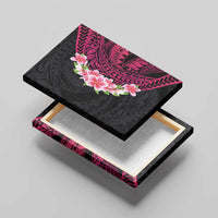 Hawaiian Tropical Plumeria Art Polynesian Tattoo Canvas Wall Art Black and Bright Pink Color
