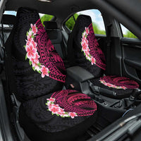 Hawaiian Tropical Plumeria Art Polynesian Tattoo Car Seat Cover Black and Bright Pink Color LT03 One Size Pink - Polynesian Pride