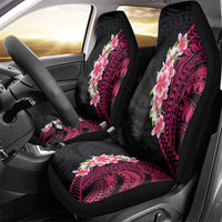 Hawaiian Tropical Plumeria Art Polynesian Tattoo Car Seat Cover Black and Bright Pink Color LT03 - Polynesian Pride