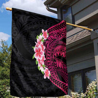 Hawaiian Tropical Plumeria Art Polynesian Tattoo Garden Flag Black and Bright Pink Color LT03 - Polynesian Pride