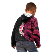 Hawaiian Tropical Plumeria Art Polynesian Tattoo Kid Hoodie Black and Bright Pink Color LT03 - Polynesian Pride