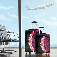 Hawaiian Tropical Plumeria Art Polynesian Tattoo Luggage Cover Black and Bright Pink Color LT03 - Polynesian Pride