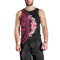 Hawaiian Tropical Plumeria Art Polynesian Tattoo Men Tank Top Black and Bright Pink Color LT03 - Polynesian Pride