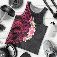 Hawaiian Tropical Plumeria Art Polynesian Tattoo Men Tank Top Black and Bright Pink Color LT03 - Polynesian Pride