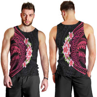 Hawaiian Tropical Plumeria Art Polynesian Tattoo Men Tank Top Black and Bright Pink Color LT03 - Polynesian Pride