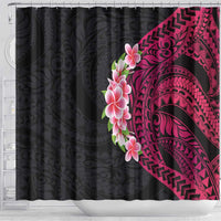 Hawaiian Tropical Plumeria Art Polynesian Tattoo Shower Curtain Black and Bright Pink Color LT03 - Polynesian Pride