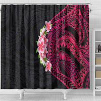 Hawaiian Tropical Plumeria Art Polynesian Tattoo Shower Curtain Black and Bright Pink Color LT03 - Polynesian Pride