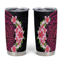 Hawaiian Tropical Plumeria Art Polynesian Tattoo Tumbler Cup Black and Bright Pink Color LT03 Pink - Polynesian Pride
