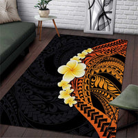 Hawaiian Tropical Plumeria Art Polynesian Tattoo Area Rug Black and Autumn Color Theme LT03 Orange - Polynesian Pride