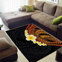 Hawaiian Tropical Plumeria Art Polynesian Tattoo Area Rug Black and Autumn Color Theme LT03 - Polynesian Pride