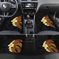 Hawaiian Tropical Plumeria Art Polynesian Tattoo Car Mats Black and Autumn Color Theme LT03 Set 4pcs Orange - Polynesian Pride