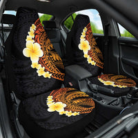 Hawaiian Tropical Plumeria Art Polynesian Tattoo Car Seat Cover Black and Autumn Color Theme LT03 One Size Orange - Polynesian Pride