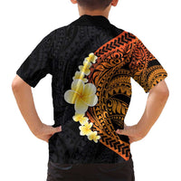 Hawaiian Tropical Plumeria Art Polynesian Tattoo Family Matching Tank Maxi Dress and Hawaiian Shirt Black and Autumn Color Theme LT03 - Polynesian Pride