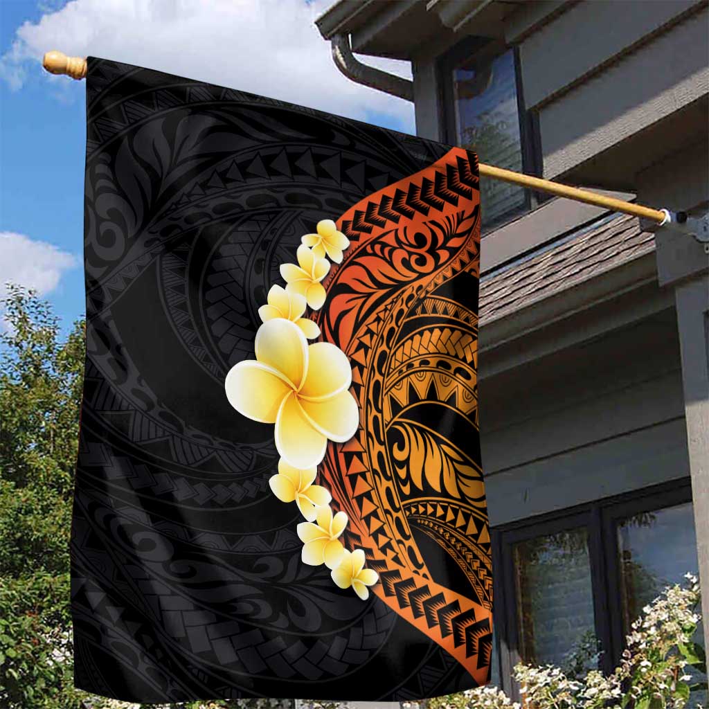 Hawaiian Tropical Plumeria Art Polynesian Tattoo Garden Flag Black and Autumn Color Theme LT03 - Polynesian Pride