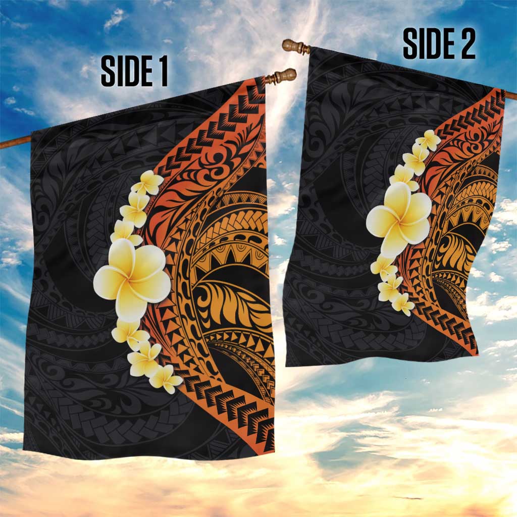 Hawaiian Tropical Plumeria Art Polynesian Tattoo Garden Flag Black and Autumn Color Theme LT03 - Polynesian Pride