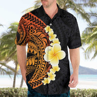 Hawaiian Tropical Plumeria Art Polynesian Tattoo Hawaiian Shirt Black and Autumn Color Theme LT03 - Polynesian Pride