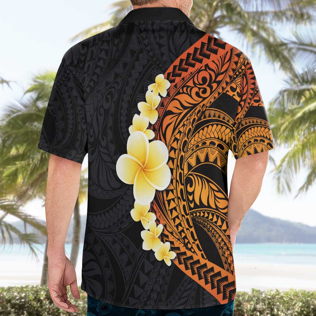 Hawaiian Tropical Plumeria Art Polynesian Tattoo Hawaiian Shirt Black and Autumn Color Theme LT03 - Polynesian Pride