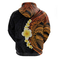 Hawaiian Tropical Plumeria Art Polynesian Tattoo Hoodie Black and Autumn Color Theme LT03 - Polynesian Pride