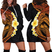 Hawaiian Tropical Plumeria Art Polynesian Tattoo Hoodie Dress Black and Autumn Color Theme LT03 - Polynesian Pride