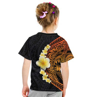 Hawaiian Tropical Plumeria Art Polynesian Tattoo Kid T Shirt Black and Autumn Color Theme LT03 - Polynesian Pride