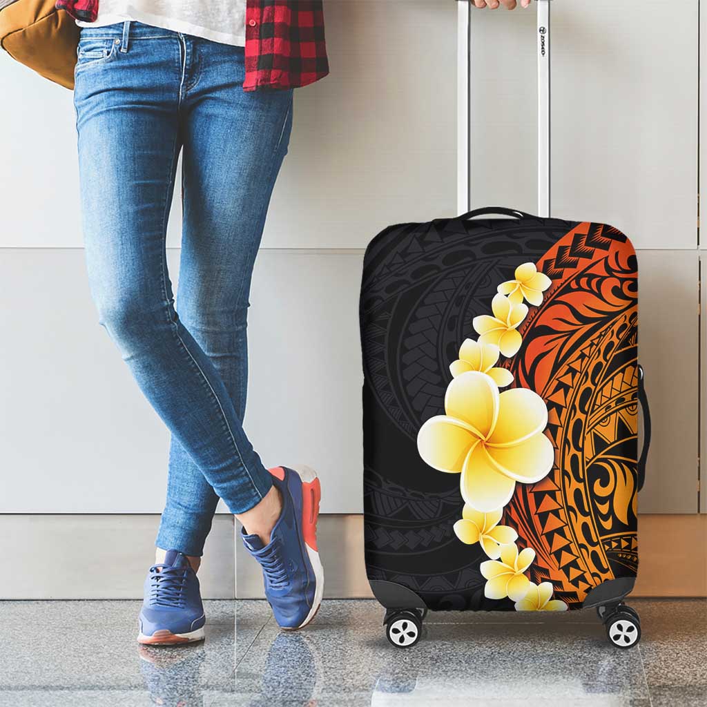 Hawaiian Tropical Plumeria Art Polynesian Tattoo Luggage Cover Black and Autumn Color Theme LT03 - Polynesian Pride