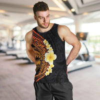 Hawaiian Tropical Plumeria Art Polynesian Tattoo Men Tank Top Black and Autumn Color Theme LT03 Orange - Polynesian Pride