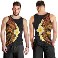 Hawaiian Tropical Plumeria Art Polynesian Tattoo Men Tank Top Black and Autumn Color Theme LT03 - Polynesian Pride