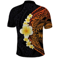Hawaiian Tropical Plumeria Art Polynesian Tattoo Polo Shirt Black and Autumn Color Theme LT03 - Polynesian Pride