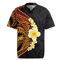 Hawaiian Tropical Plumeria Art Polynesian Tattoo Rugby Jersey Black and Autumn Color Theme LT03 Orange - Polynesian Pride