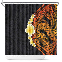 Hawaiian Tropical Plumeria Art Polynesian Tattoo Shower Curtain Black and Autumn Color Theme LT03 Orange - Polynesian Pride
