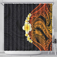 Hawaiian Tropical Plumeria Art Polynesian Tattoo Shower Curtain Black and Autumn Color Theme LT03 - Polynesian Pride