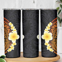 Hawaiian Tropical Plumeria Art Polynesian Tattoo Skinny Tumbler Black and Autumn Color Theme LT03 - Polynesian Pride
