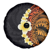 Hawaiian Tropical Plumeria Art Polynesian Tattoo Spare Tire Cover Black and Autumn Color Theme LT03 - Polynesian Pride